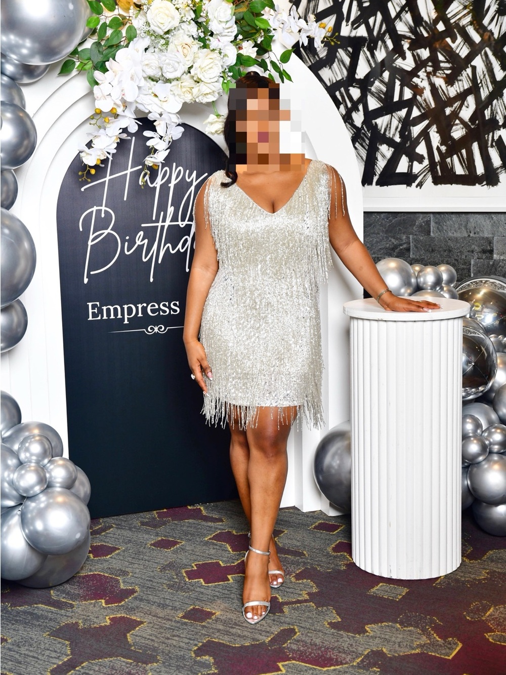 Silver Sequin Fringe Party Dress - Elegant Sparkle